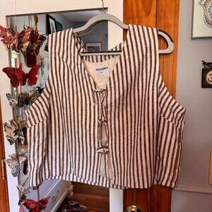 Linen-Blend Tie-Front Vest